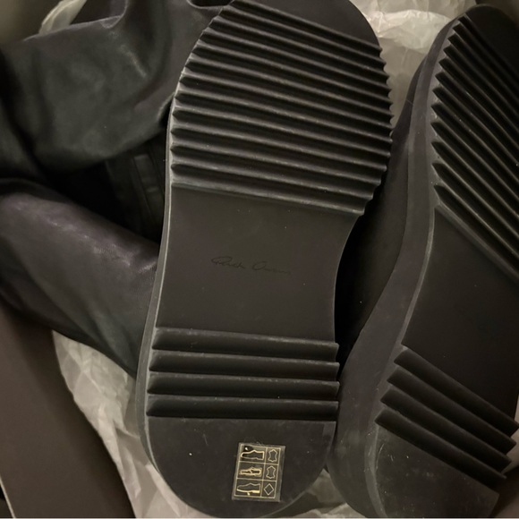 BNIB AUTHENTIC RICK OWENS BLACK LEATHER OVER THE KNEE BOOT - Picture 5 of 16